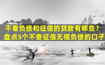 不看負(fù)債和征信的融資(負(fù)債融資征信看什么)? (http://m.jtlskj.com/) 知識(shí)問(wèn)答 第1張